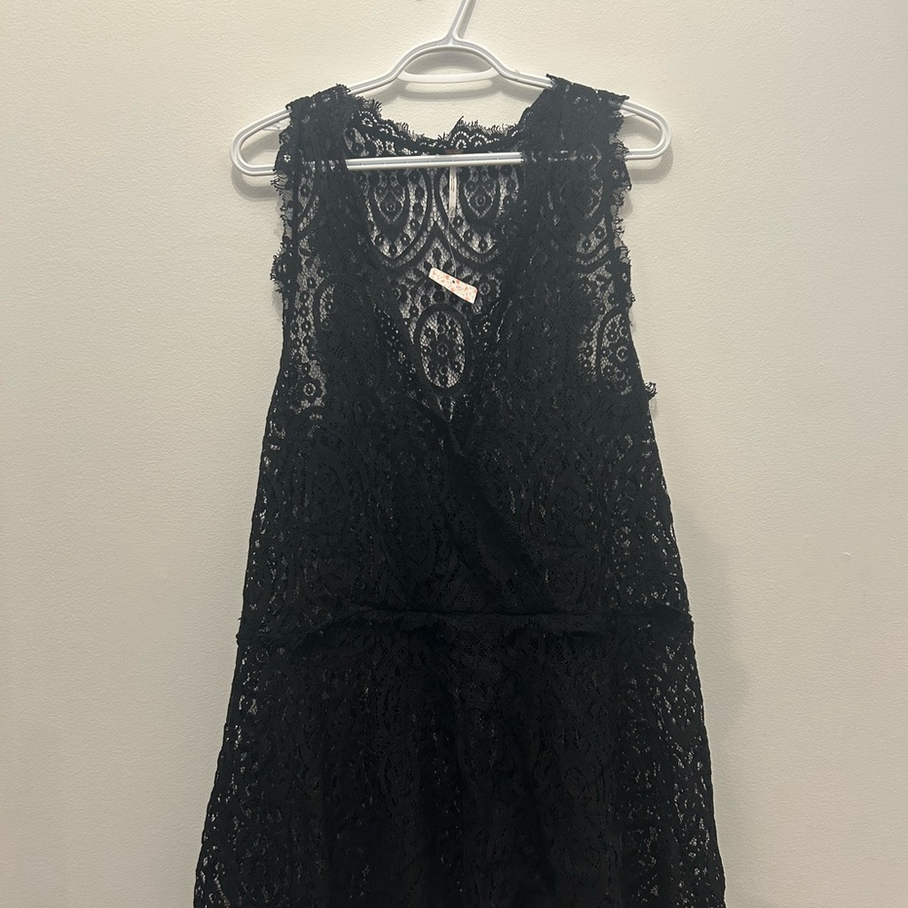 Free People Black Lace Mini Dress